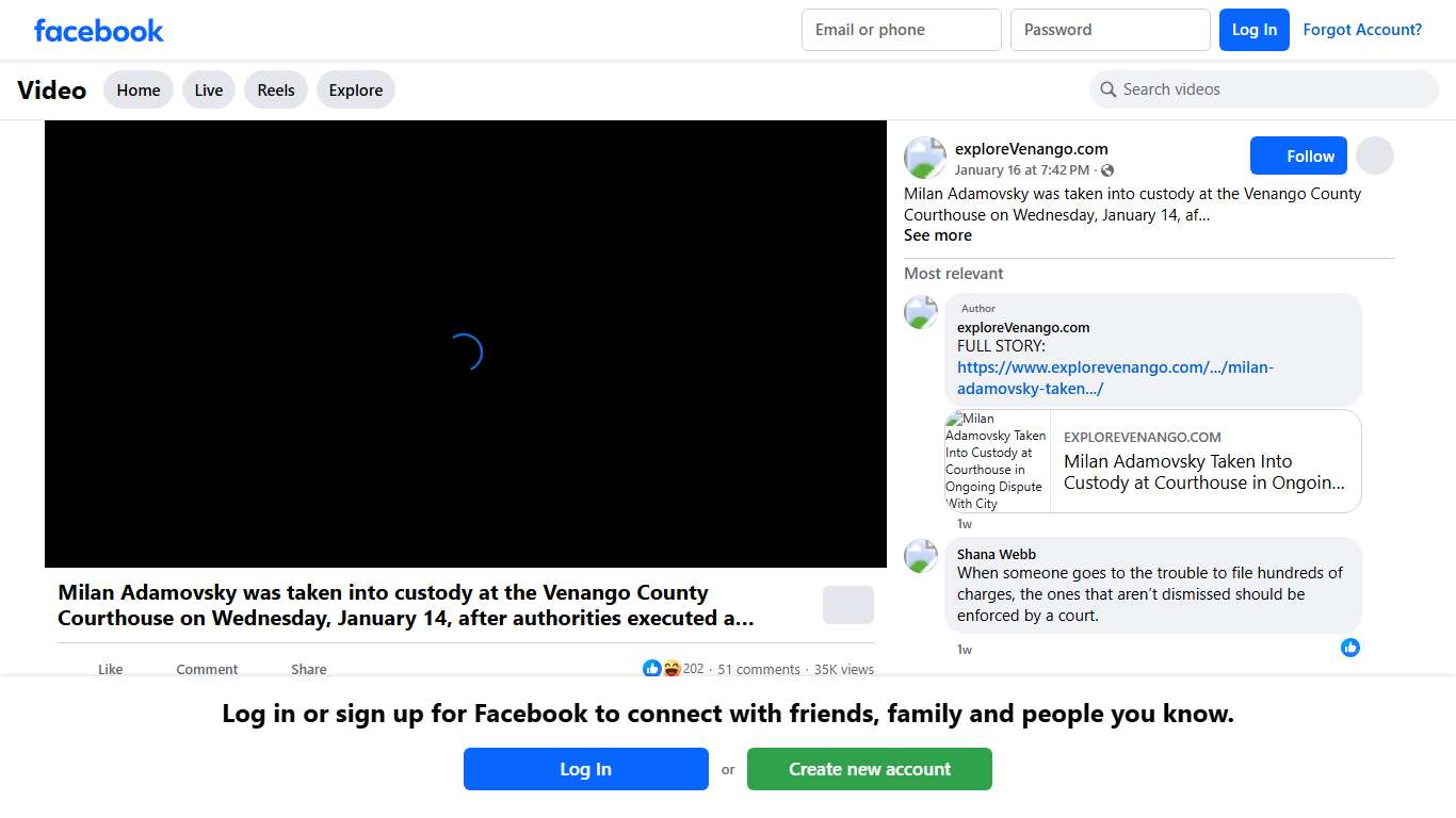 Milan Adamovsky was taken into custody at the Venango County Courthouse on Wednesday, January 14, after authorities executed a bench warrant for unpaid fines, according to court records and confirmation from the Venango County Prison. exploreVenango.com Facebook